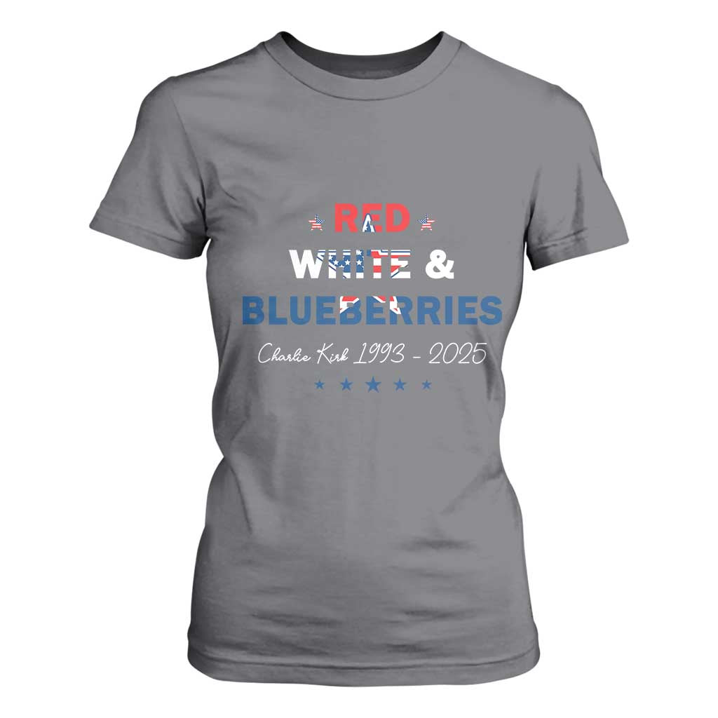 Red White and Blueberries T Shirt For Women Charlie Kirk 1993 2025 Patriotic Memorial TS02 Charcoal Print Your Wear