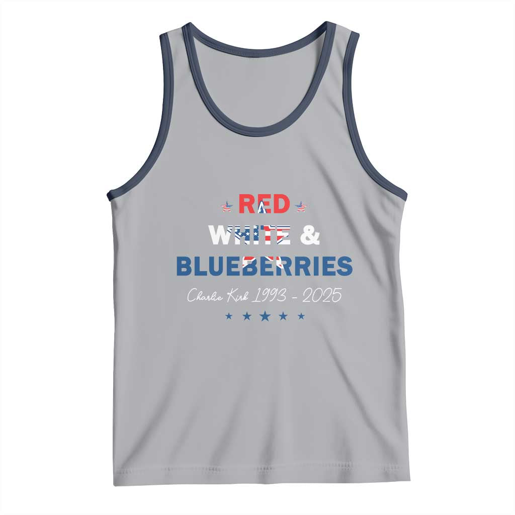 Red White and Blueberries Tank Top Charlie Kirk 1993 2025 Patriotic Memorial TS02 Athletic Heather Navy Print Your Wear