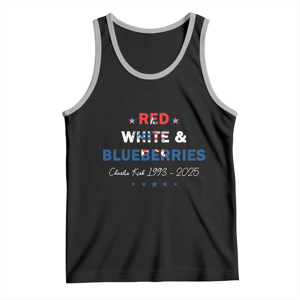 Red White and Blueberries Tank Top Charlie Kirk 1993 2025 Patriotic Memorial TS02 Black Athletic Heather Print Your Wear