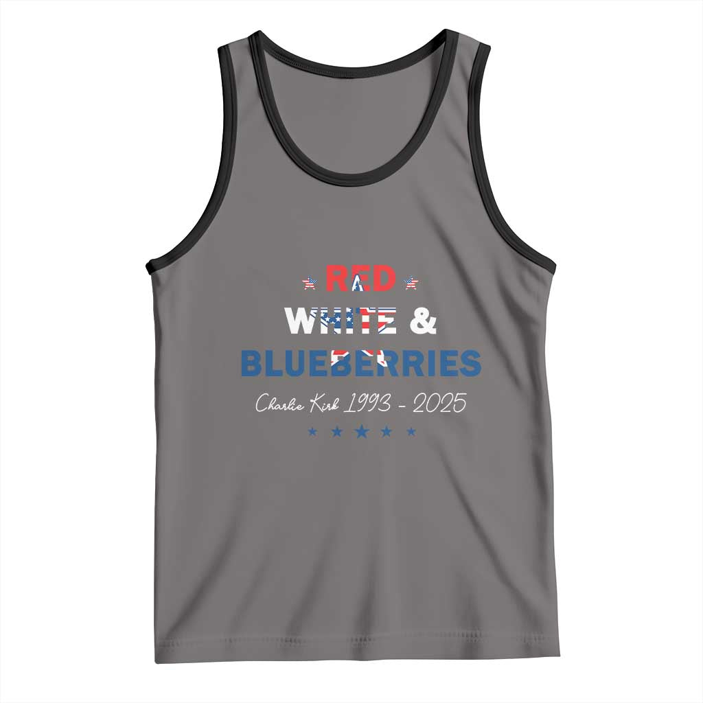 Red White and Blueberries Tank Top Charlie Kirk 1993 2025 Patriotic Memorial TS02 Deep Heather Black Print Your Wear