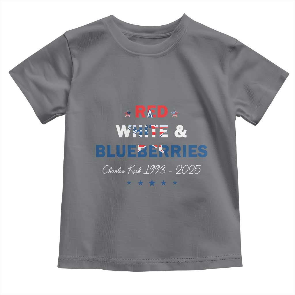 Red White and Blueberries Toddler T Shirt Charlie Kirk 1993 2025 Patriotic Memorial TS02 Charcoal Print Your Wear