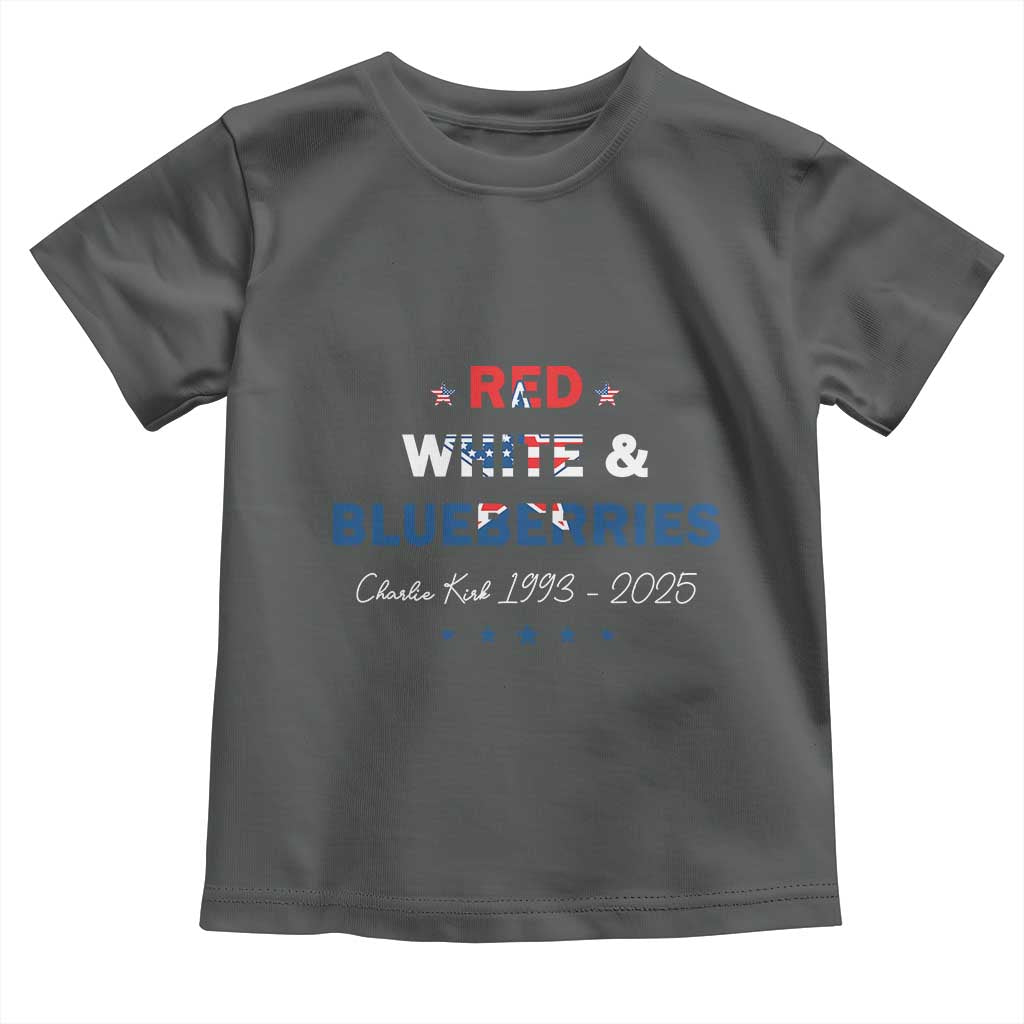 Red White and Blueberries Toddler T Shirt Charlie Kirk 1993 2025 Patriotic Memorial TS02 Dark Heather Print Your Wear