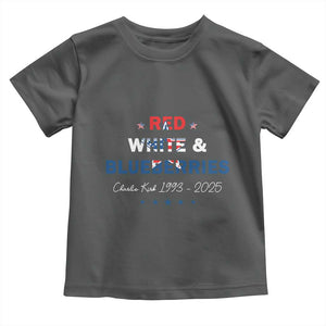 Red White and Blueberries Toddler T Shirt Charlie Kirk 1993 2025 Patriotic Memorial TS02 Dark Heather Print Your Wear