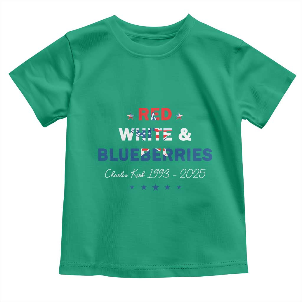 Red White and Blueberries Toddler T Shirt Charlie Kirk 1993 2025 Patriotic Memorial TS02 Irish Green Print Your Wear