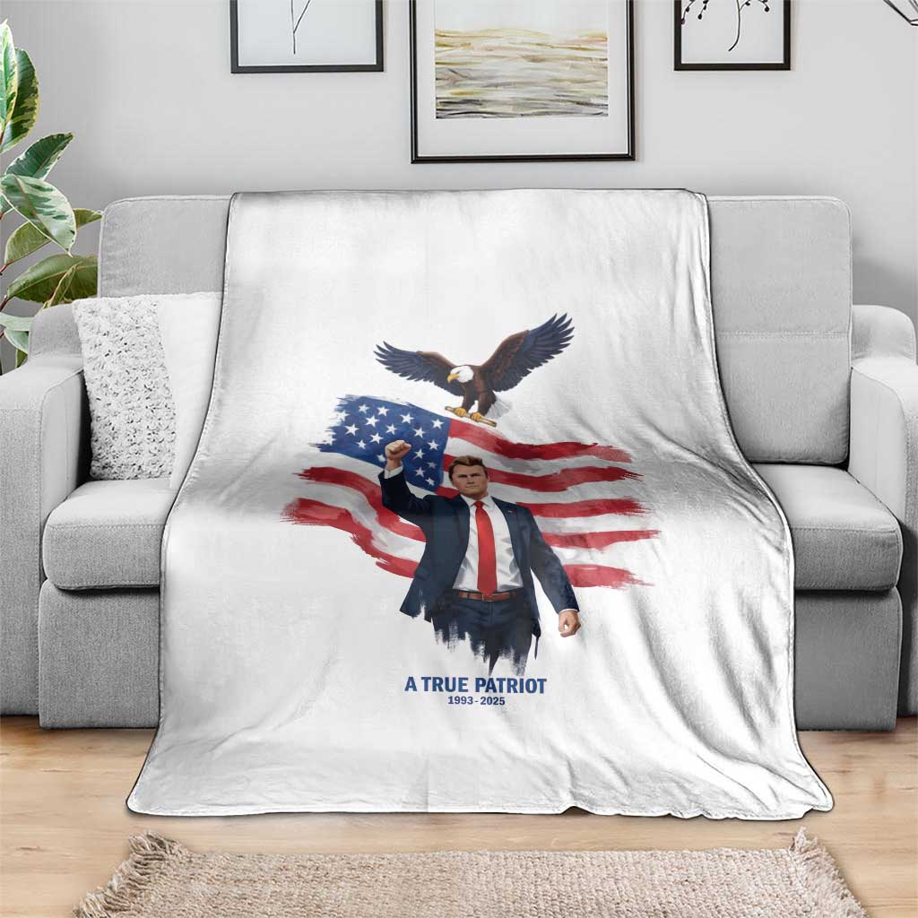 Charlie Kirk Tribute Throw Blanket A True Patriot American Flag Patriotic Eagle TS02 Print Your Wear