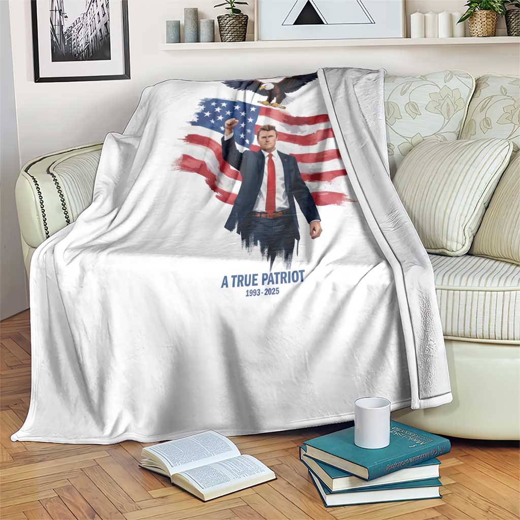 Charlie Kirk Tribute Throw Blanket A True Patriot American Flag Patriotic Eagle TS02 Print Your Wear