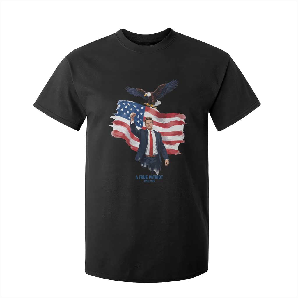 Charlie Kirk Tribute T Shirt For Kid A True Patriot American Flag Patriotic Eagle TS02 Black Print Your Wear