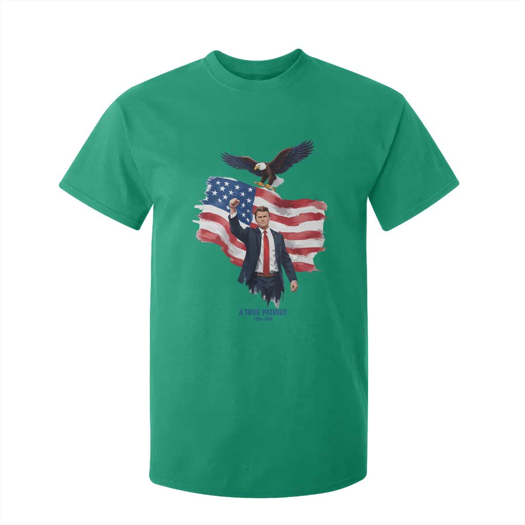 Charlie Kirk Tribute T Shirt For Kid A True Patriot American Flag Patriotic Eagle TS02 Irish Green Print Your Wear