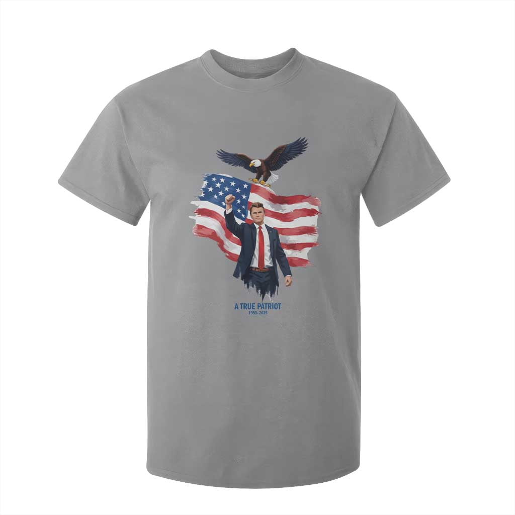 Charlie Kirk Tribute T Shirt For Kid A True Patriot American Flag Patriotic Eagle TS02 Sport Gray Print Your Wear