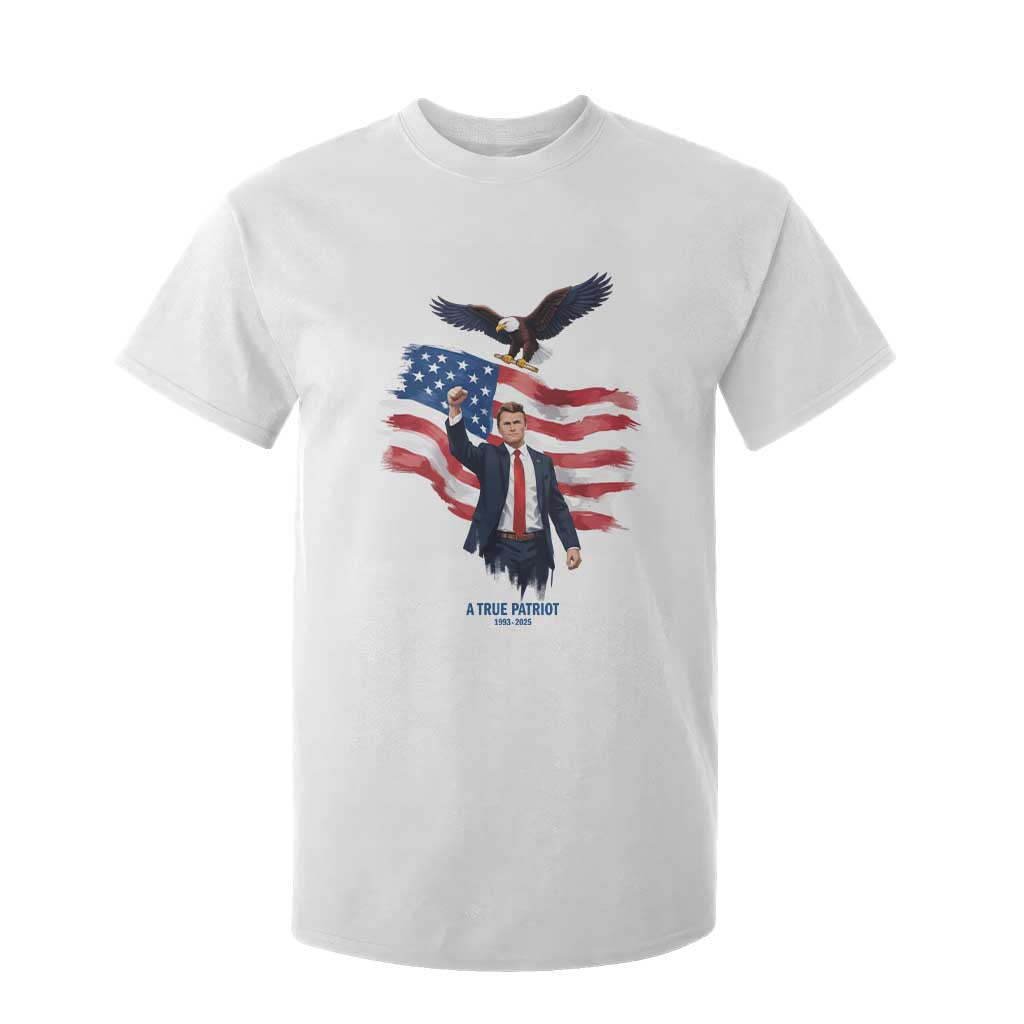 Charlie Kirk Tribute T Shirt For Kid A True Patriot American Flag Patriotic Eagle TS02 White Print Your Wear