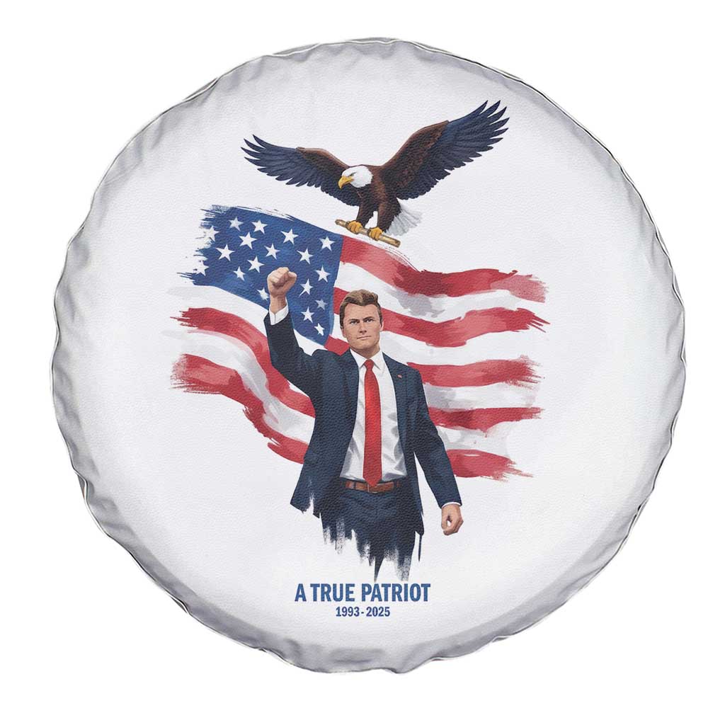 Charlie Kirk Tribute Spare Tire Cover A True Patriot American Flag Patriotic Eagle TS02 Print Your Wear
