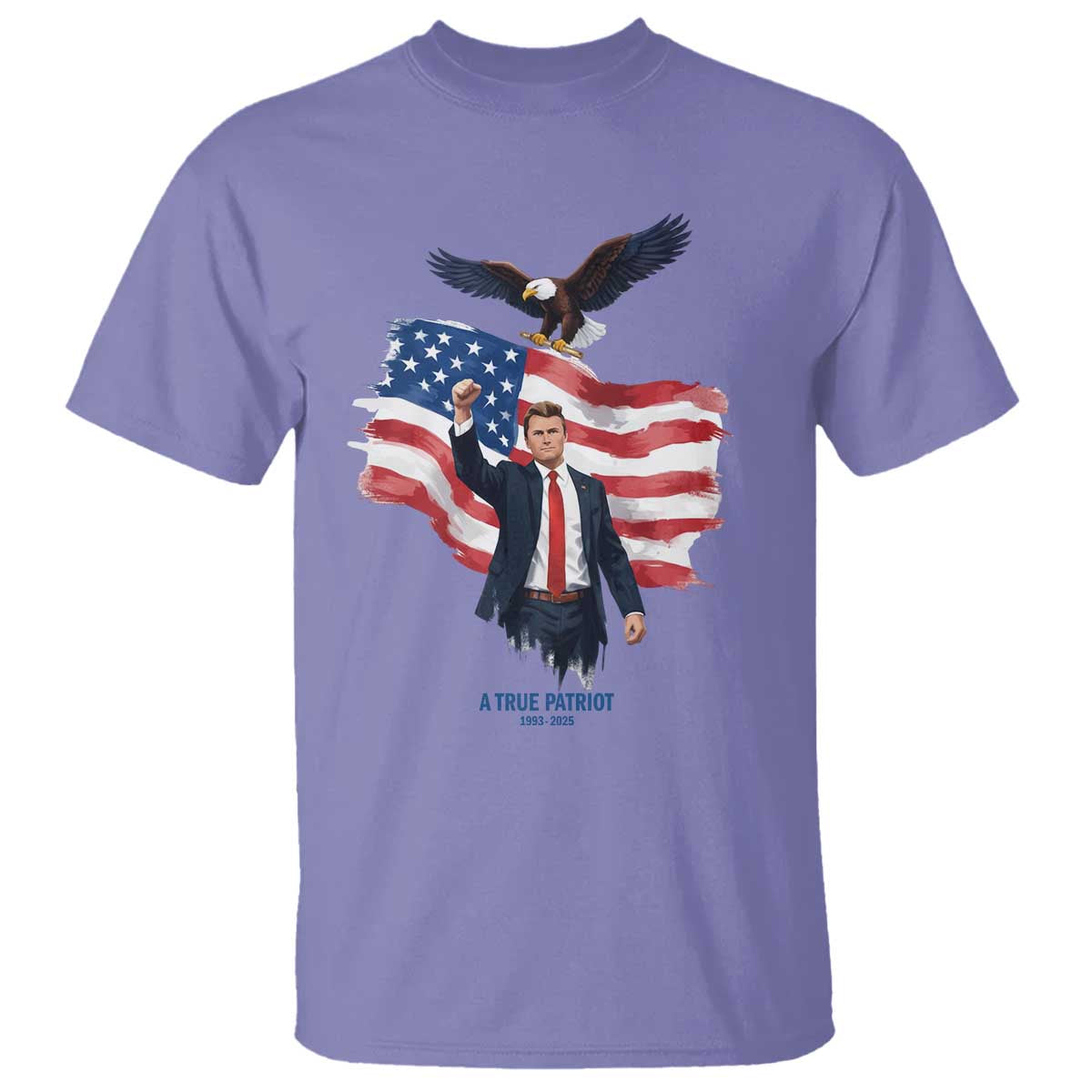 Charlie Kirk Tribute T Shirt A True Patriot American Flag Patriotic Eagle TS02 Violet Print Your Wear