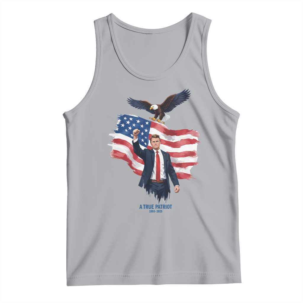 Charlie Kirk Tribute Tank Top A True Patriot American Flag Patriotic Eagle TS02 Athletic Heather Print Your Wear