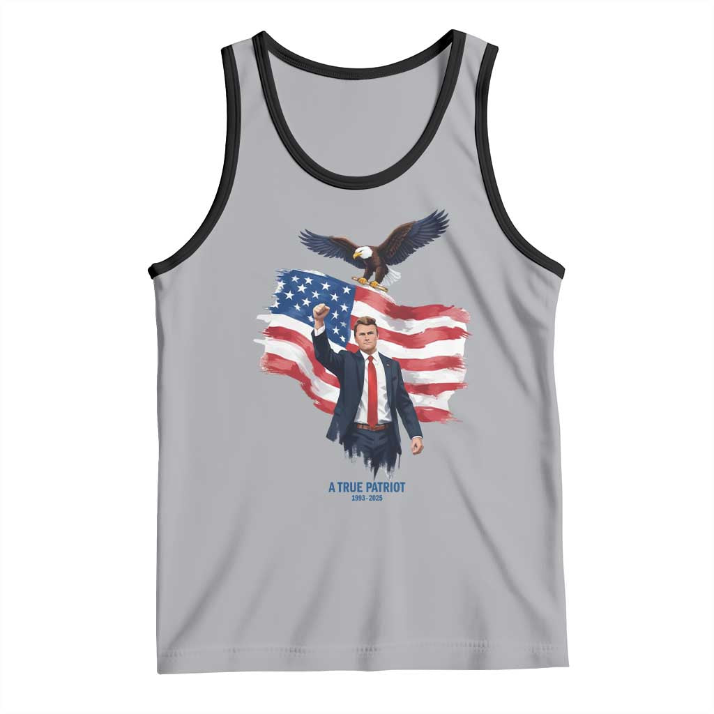 Charlie Kirk Tribute Tank Top A True Patriot American Flag Patriotic Eagle TS02 Athletic Heather Black Print Your Wear