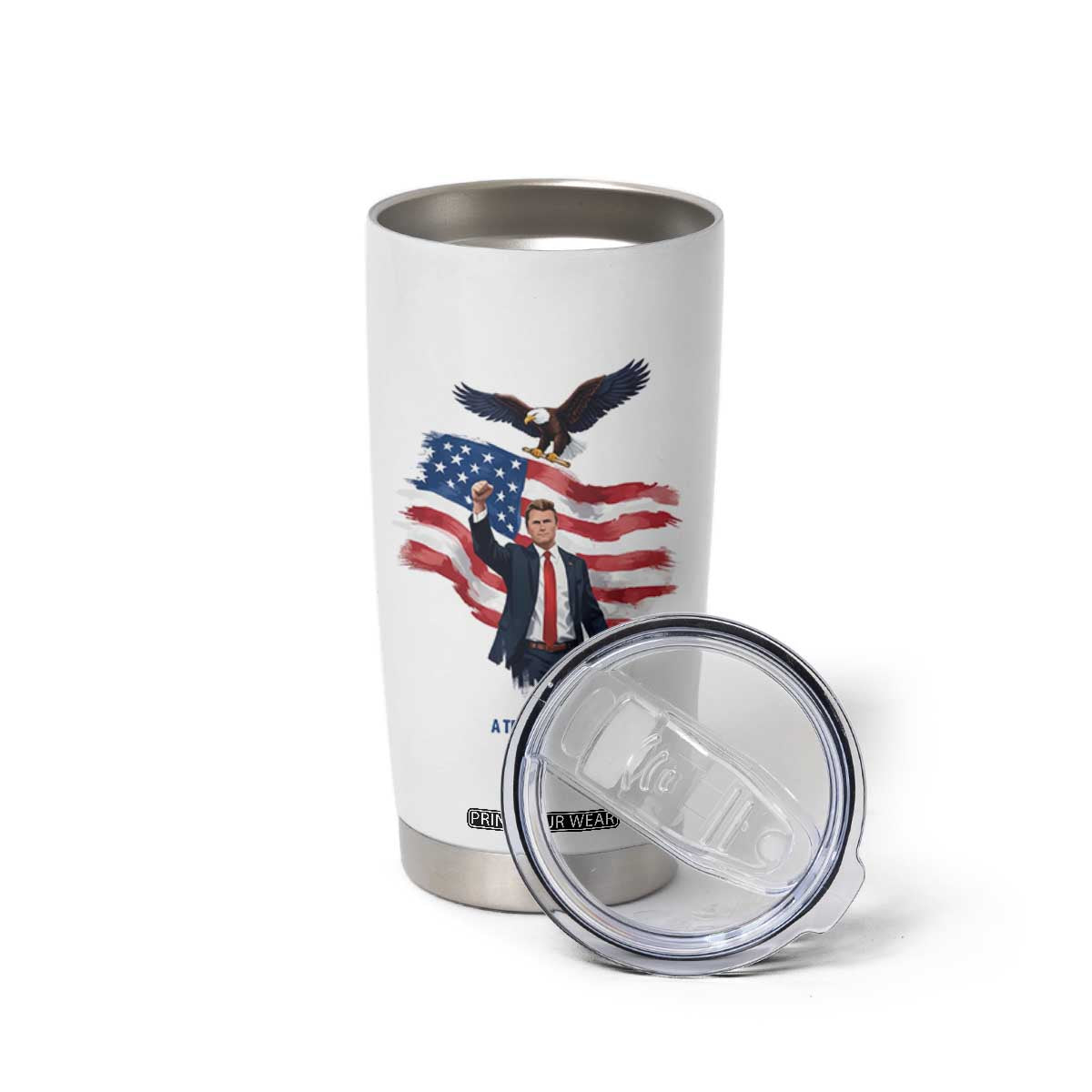 Charlie Kirk Tribute Tumbler Cup A True Patriot American Flag Patriotic Eagle TS02 Print Your Wear