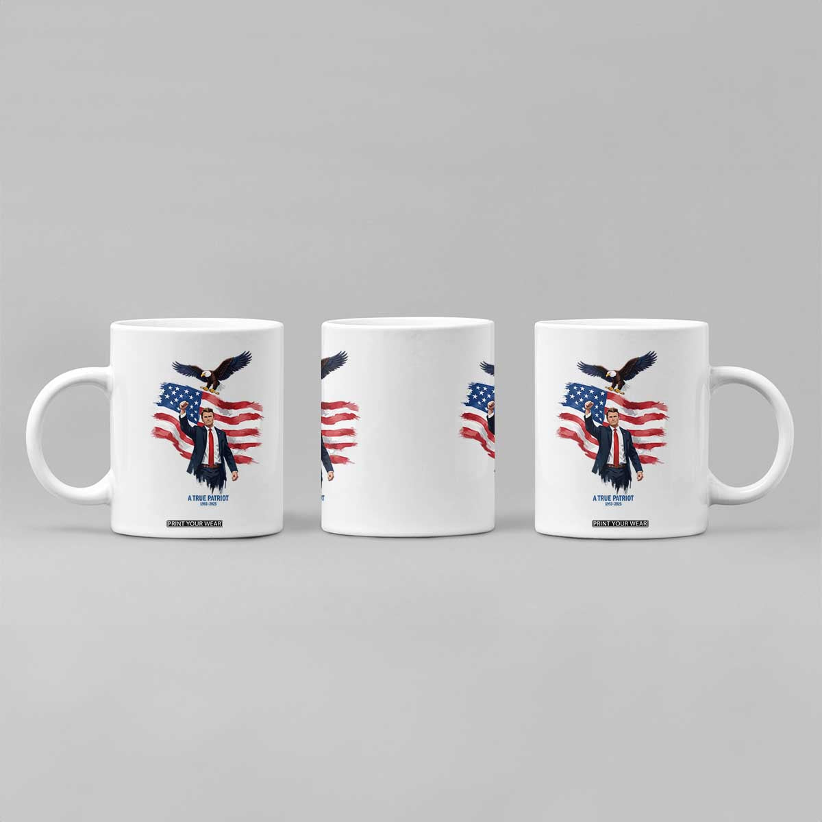 Charlie Kirk Tribute Coffee Mug A True Patriot American Flag Patriotic Eagle TS02 Print Your Wear
