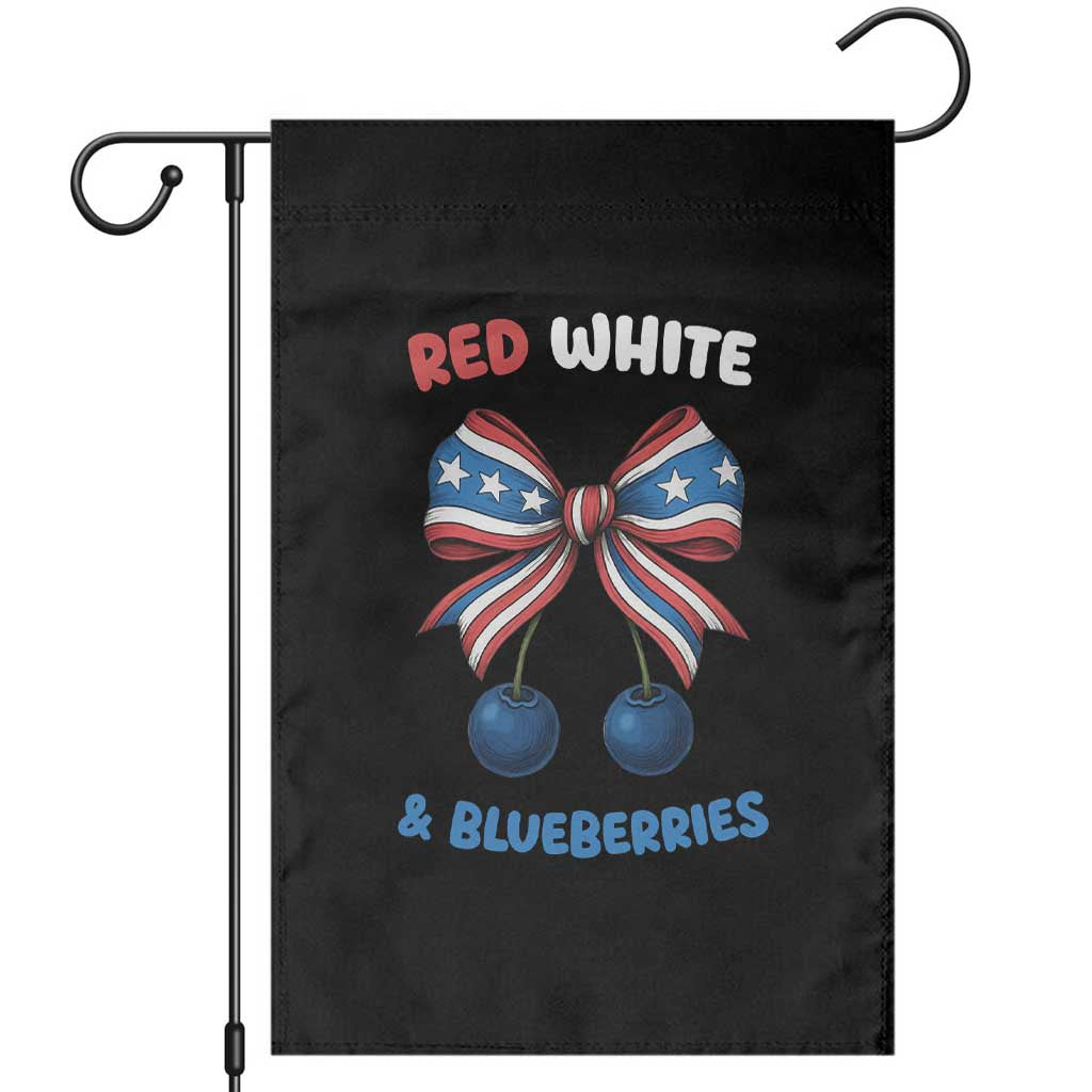 Red White and Blueberries Garden Flag Retro Coquette Bow Vintage American Flag TS02 Black Print Your Wear