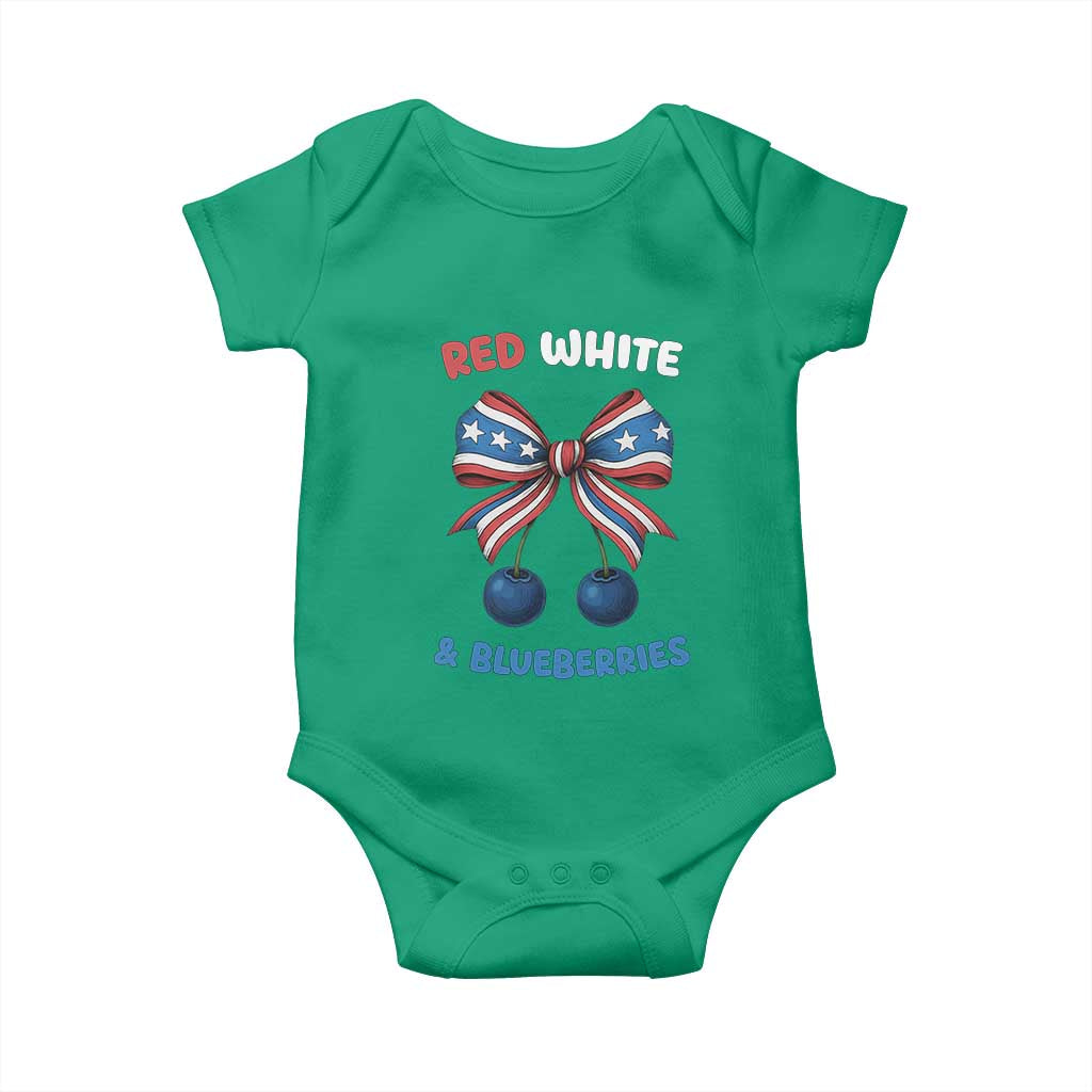 Red White and Blueberries Baby Onesie Retro Coquette Bow Vintage American Flag TS02 Irish Green Print Your Wear