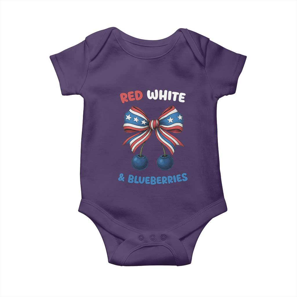 Red White and Blueberries Baby Onesie Retro Coquette Bow Vintage American Flag TS02 Purple Print Your Wear