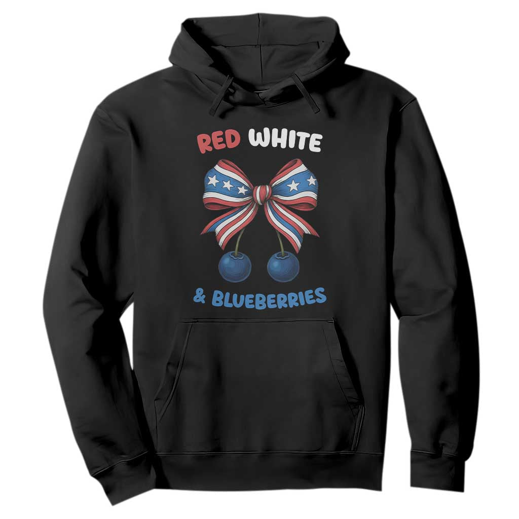 Red White and Blueberries Hoodie Retro Coquette Bow Vintage American Flag TS02 Black Print Your Wear