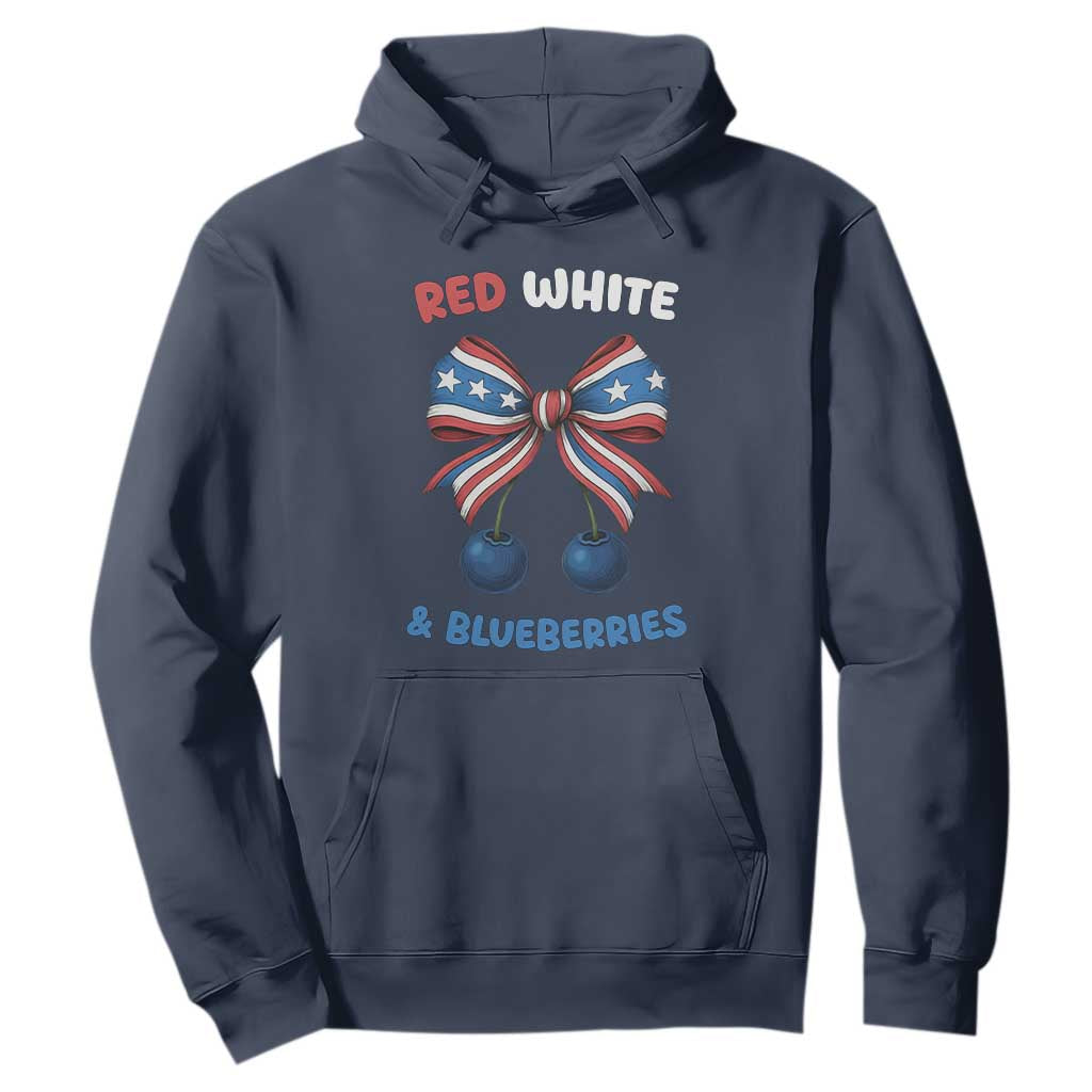 Red White and Blueberries Hoodie Retro Coquette Bow Vintage American Flag TS02 Navy Print Your Wear