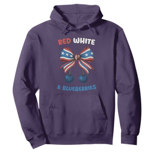 Red White and Blueberries Hoodie Retro Coquette Bow Vintage American Flag TS02 Purple Print Your Wear