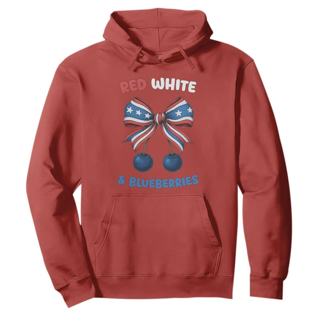 Red White and Blueberries Hoodie Retro Coquette Bow Vintage American Flag TS02 Red Print Your Wear