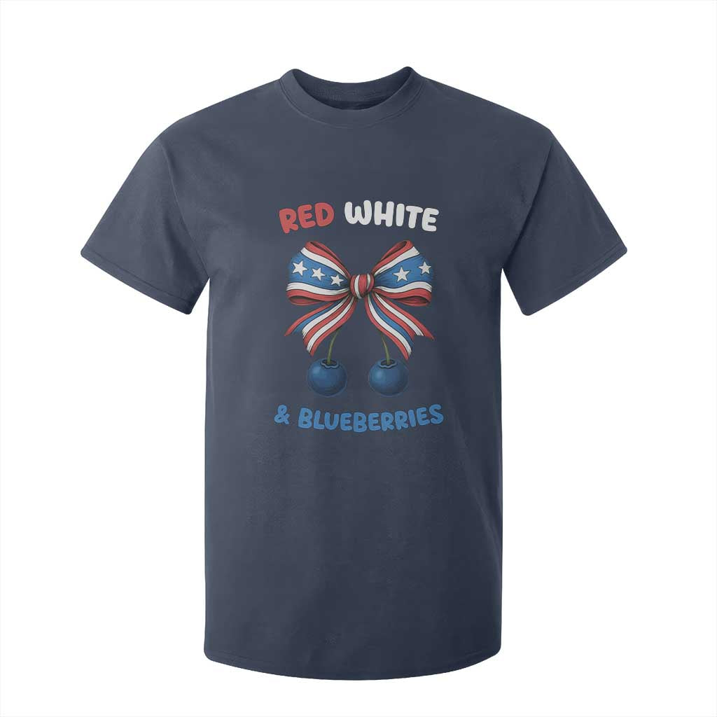 Red White and Blueberries T Shirt For Kid Retro Coquette Bow Vintage American Flag TS02 Navy Print Your Wear