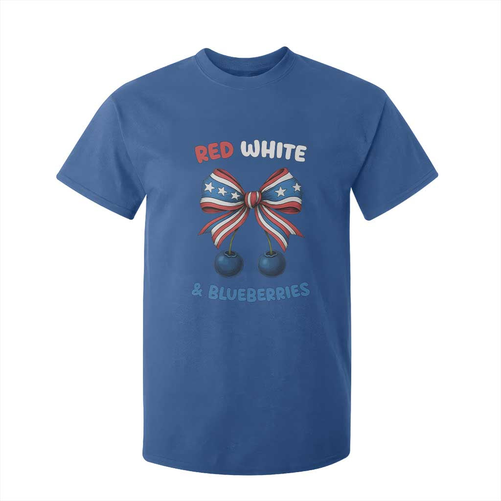 Red White and Blueberries T Shirt For Kid Retro Coquette Bow Vintage American Flag TS02 Royal Blue Print Your Wear