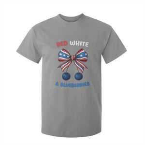 Red White and Blueberries T Shirt For Kid Retro Coquette Bow Vintage American Flag TS02 Sport Gray Print Your Wear