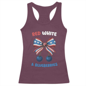 Red White and Blueberries Racerback Tank Top Retro Coquette Bow Vintage American Flag TS02 Maroon Print Your Wear