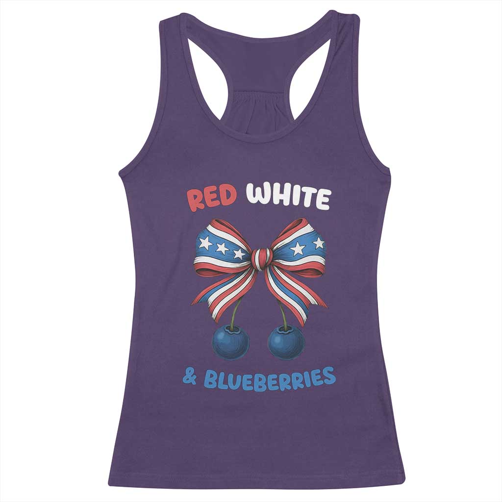 Red White and Blueberries Racerback Tank Top Retro Coquette Bow Vintage American Flag TS02 Purple Print Your Wear