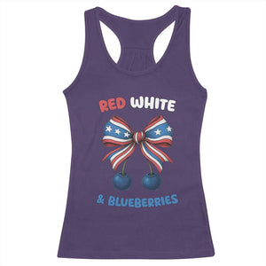 Red White and Blueberries Racerback Tank Top Retro Coquette Bow Vintage American Flag TS02 Purple Print Your Wear