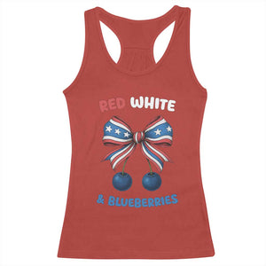 Red White and Blueberries Racerback Tank Top Retro Coquette Bow Vintage American Flag TS02 Red Print Your Wear