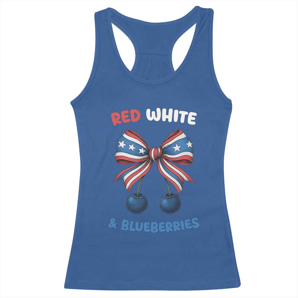 Red White and Blueberries Racerback Tank Top Retro Coquette Bow Vintage American Flag TS02 Royal Blue Print Your Wear