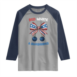 Red White and Blueberries Raglan Shirt Retro Coquette Bow Vintage American Flag TS02 Sport Gray Navy Print Your Wear