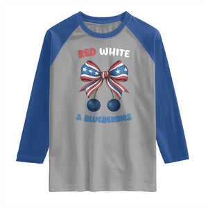 Red White and Blueberries Raglan Shirt Retro Coquette Bow Vintage American Flag TS02 Sport Gray Royal Print Your Wear