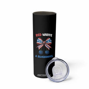 Red White and Blueberries Skinny Tumbler Retro Coquette Bow Vintage American Flag TS02 Print Your Wear