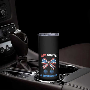 Red White and Blueberries Skinny Tumbler Retro Coquette Bow Vintage American Flag TS02 Print Your Wear