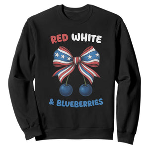 Red White and Blueberries Sweatshirt Retro Coquette Bow Vintage American Flag TS02 Black Print Your Wear