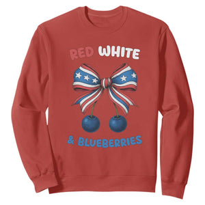 Red White and Blueberries Sweatshirt Retro Coquette Bow Vintage American Flag TS02 Red Print Your Wear