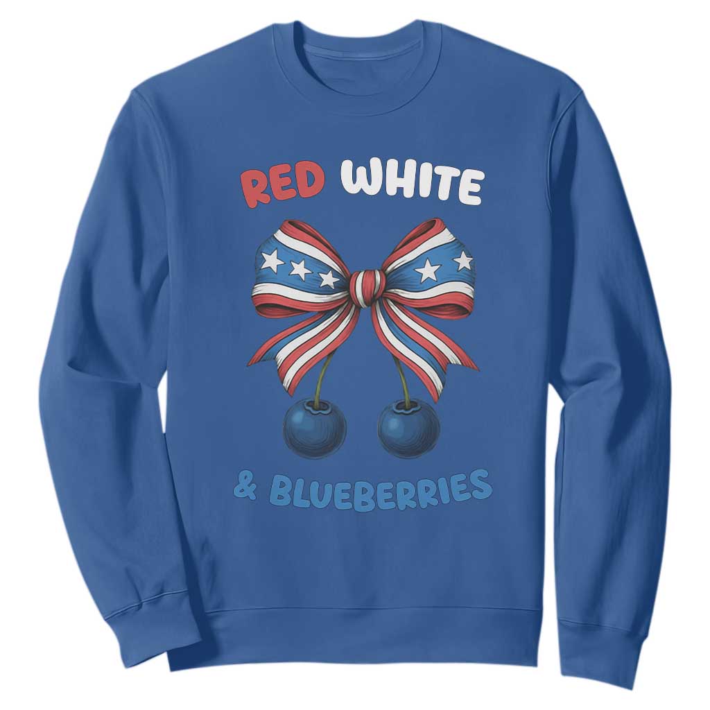 Red White and Blueberries Sweatshirt Retro Coquette Bow Vintage American Flag TS02 Royal Blue Print Your Wear