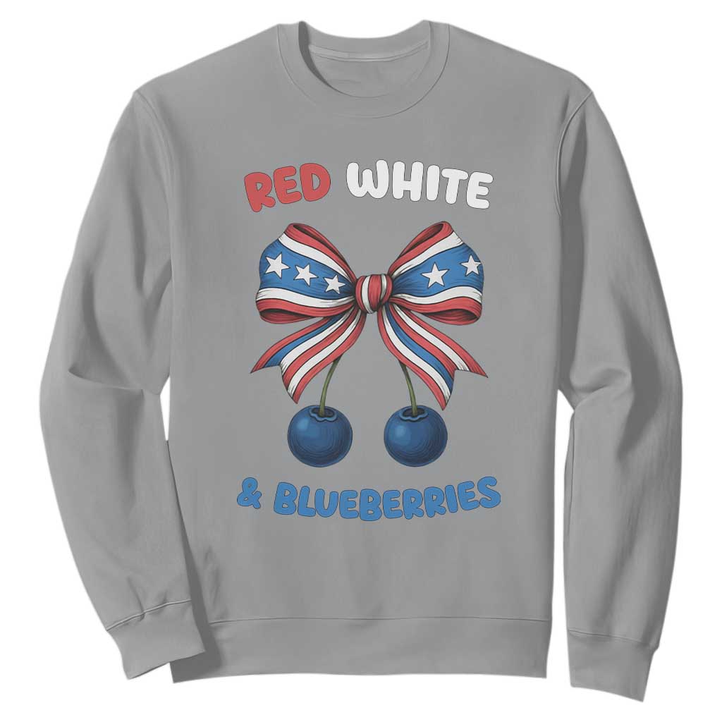 Red White and Blueberries Sweatshirt Retro Coquette Bow Vintage American Flag TS02 Sport Gray Print Your Wear