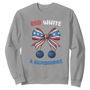Red White and Blueberries Sweatshirt Retro Coquette Bow Vintage American Flag TS02 Sport Gray Print Your Wear