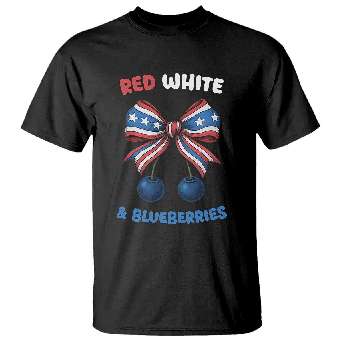 Red White and Blueberries T Shirt Retro Coquette Bow Vintage American Flag TS02 Black Print Your Wear