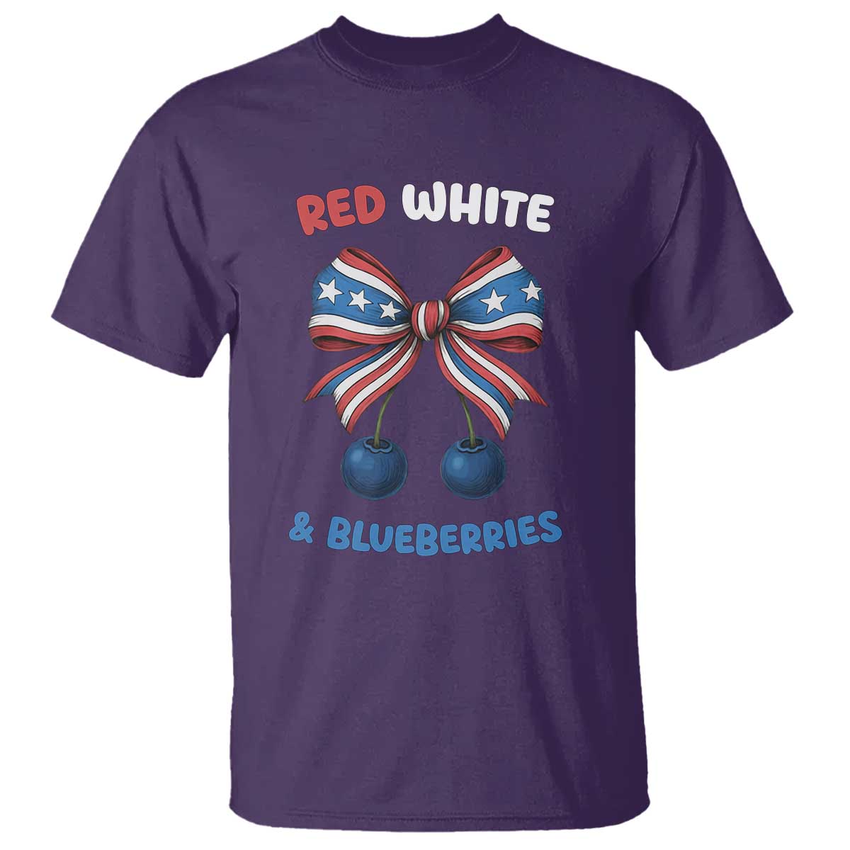 Red White and Blueberries T Shirt Retro Coquette Bow Vintage American Flag TS02 Purple Print Your Wear