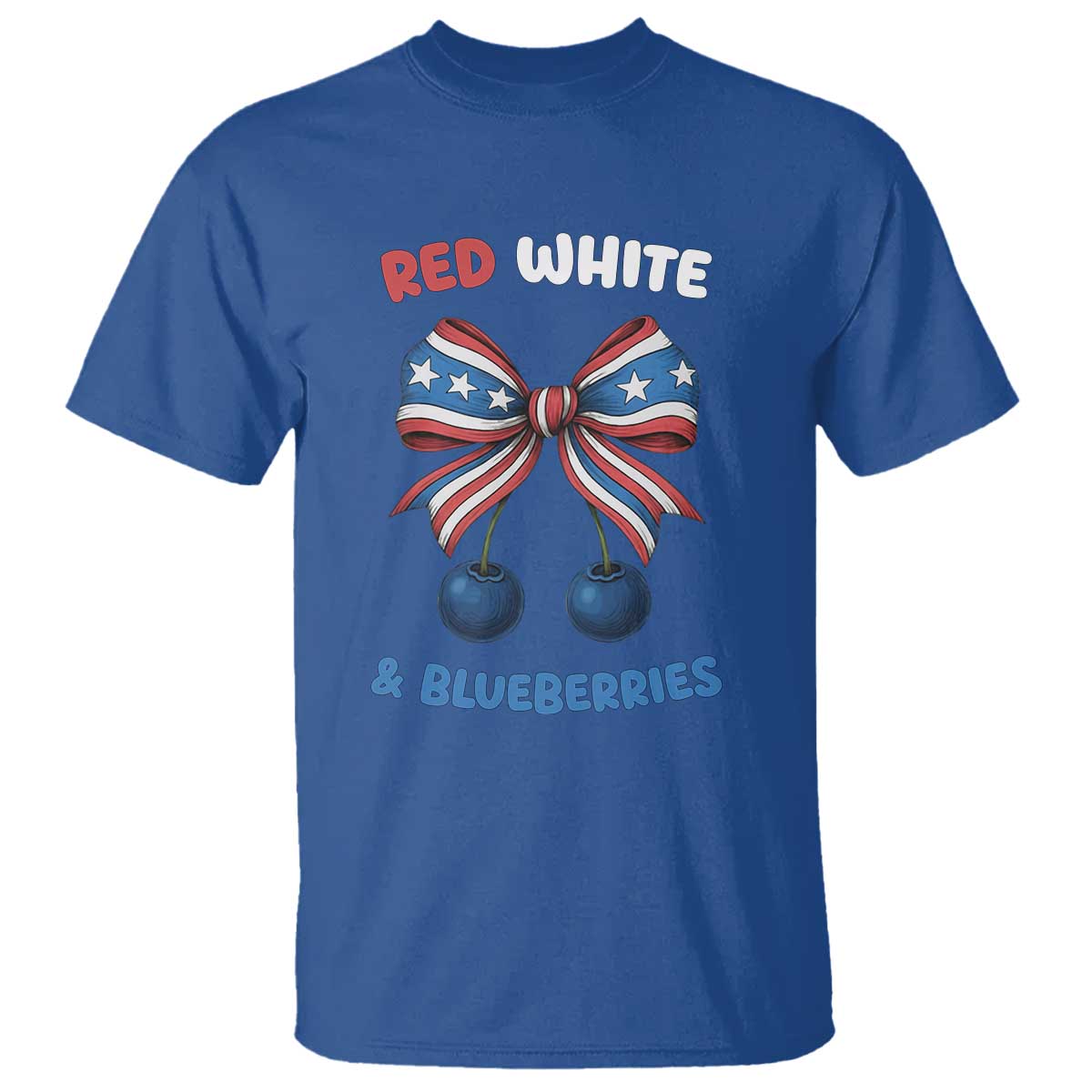 Red White and Blueberries T Shirt Retro Coquette Bow Vintage American Flag TS02 Royal Blue Print Your Wear