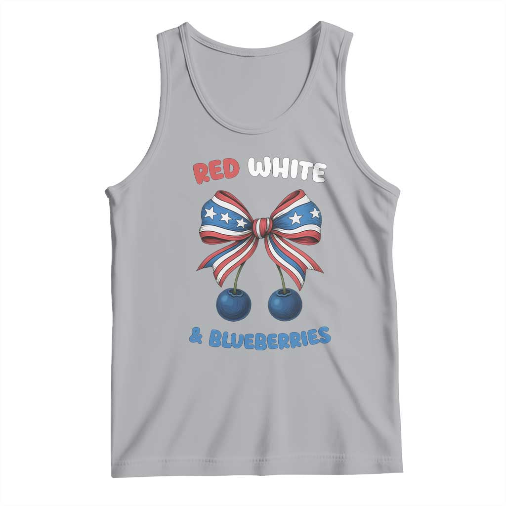 Red White and Blueberries Tank Top Retro Coquette Bow Vintage American Flag TS02 Athletic Heather Print Your Wear