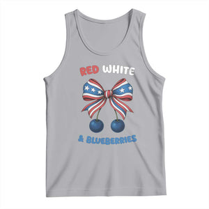 Red White and Blueberries Tank Top Retro Coquette Bow Vintage American Flag TS02 Athletic Heather Print Your Wear