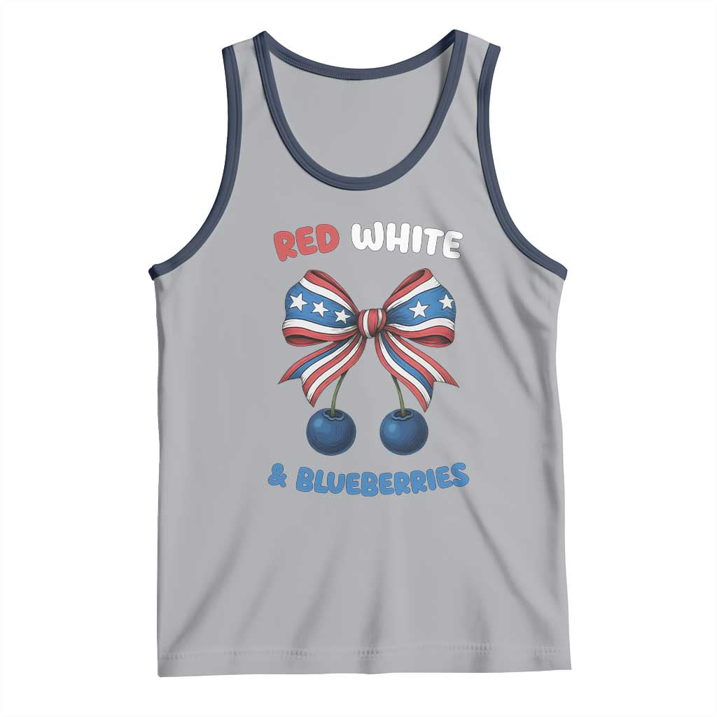 Red White and Blueberries Tank Top Retro Coquette Bow Vintage American Flag TS02 Athletic Heather Navy Print Your Wear